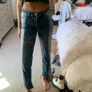 Two toned ankle jeans